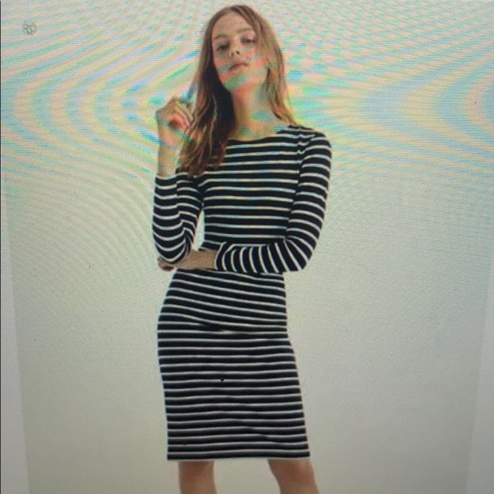 J Crew navy and white striped sheath dress xs
